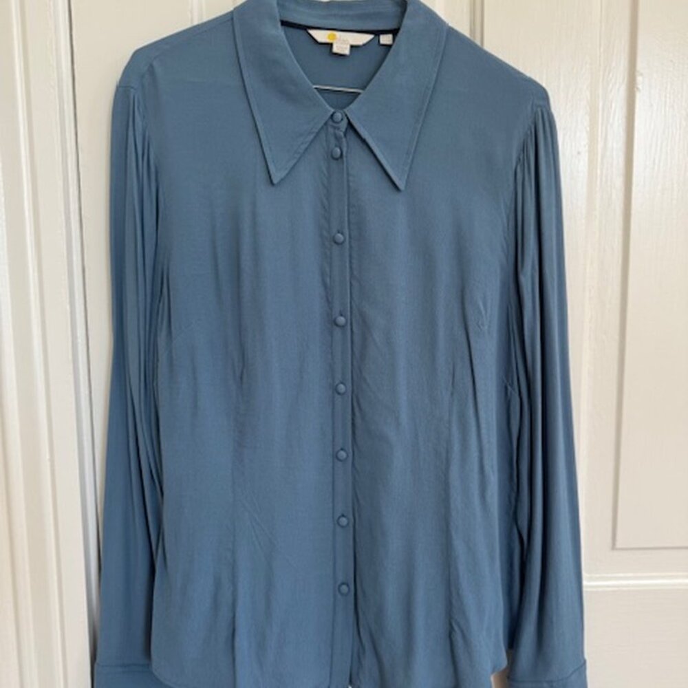 Boden Crepe Blue Blouse, Size 10